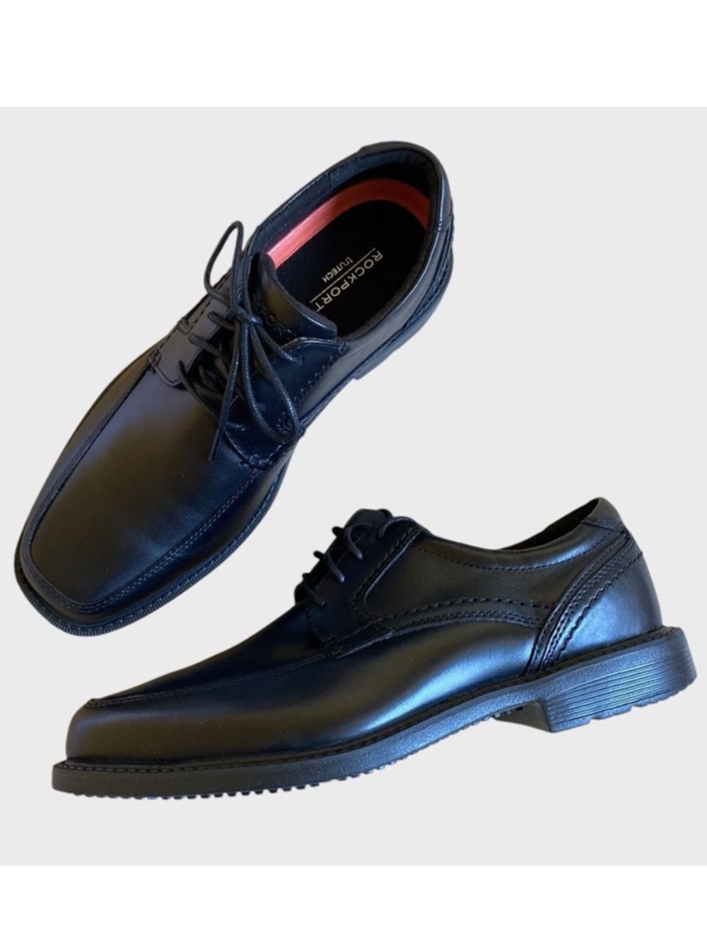 NEW Rockport Men's Style Leader 2 Apron Toe Dress Shoes 8XW Black Leather A13013